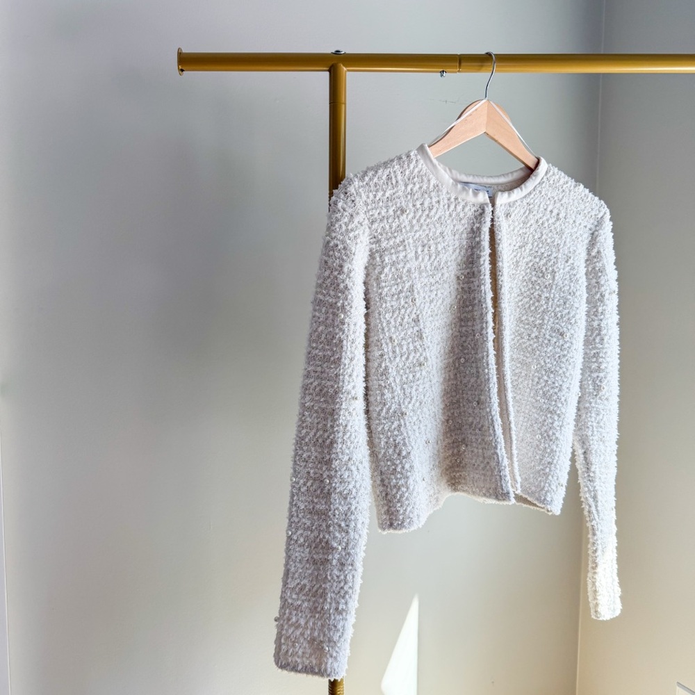 LNWOT Zara White Textured Pearl Jacket